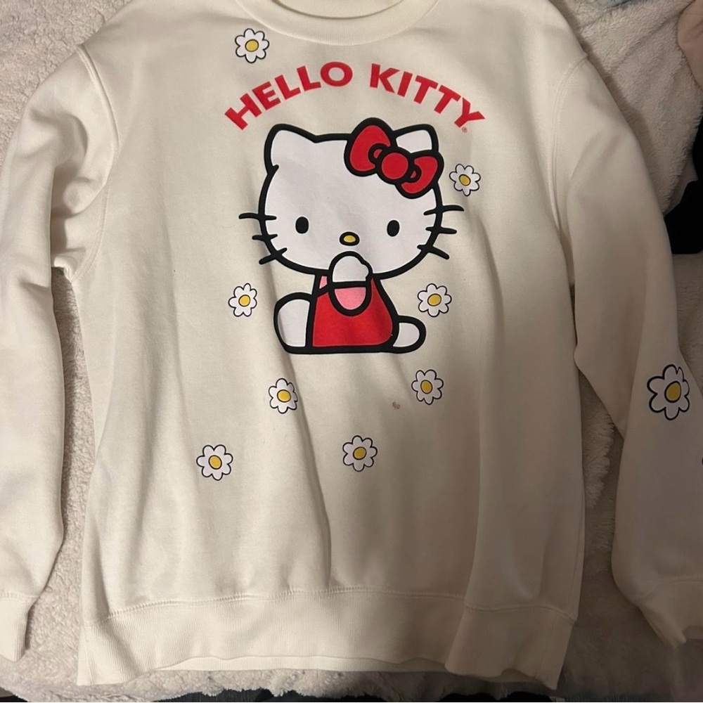 Hello Kitty Cream and Red Crew Neck Sweater